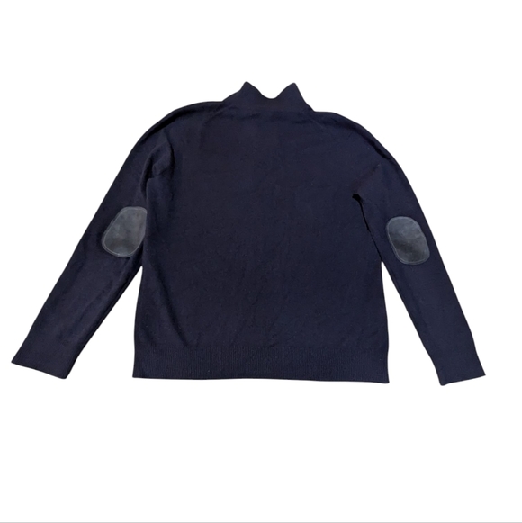 Bloomingdales Mens Store Cashmere Sweater Quater 1/4 Zip Elbow Patches Academia - Picture 2 of 7
